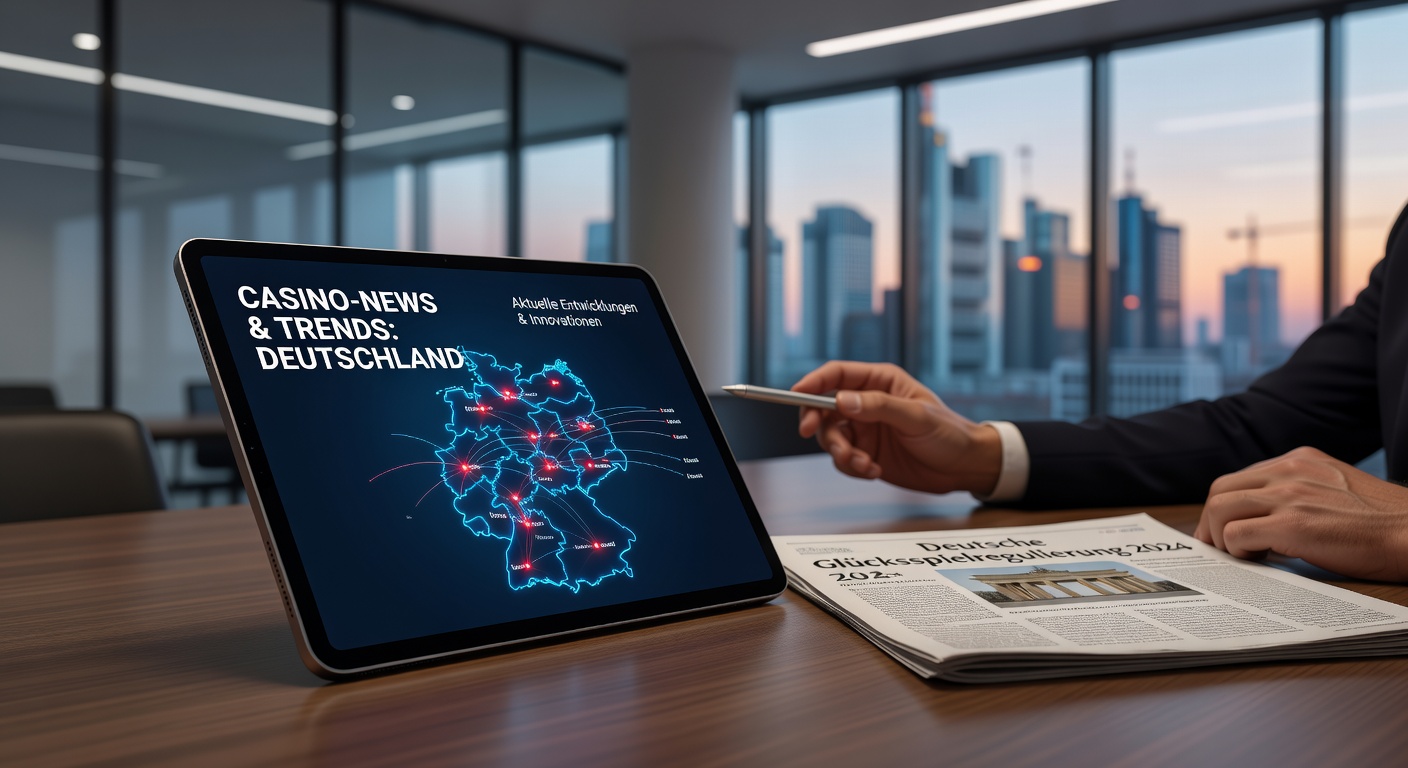 Moderne Spielbank in Deutschland mit leuchtenden Slot-Maschinen und Besuchern, Symbol für den boomenden Sektor