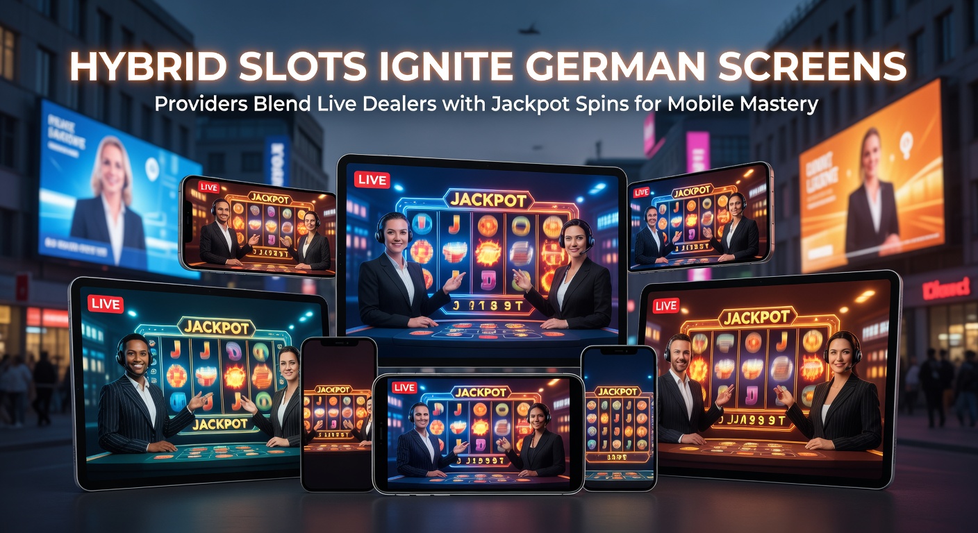 Dynamisches Hybrid-Slot-Spiel mit Live-Dealer und progressivem Jackpot auf einem Mobilgerät, das den Trend in Deutschland illustriert